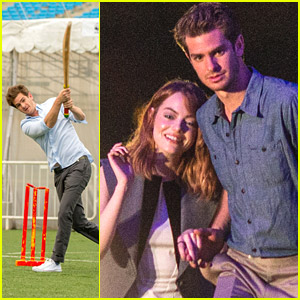 Andrew Garfield Plays Cricket Before Earth Hour Celebration with Emma Stone