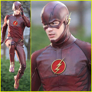 Grant Gustin Films Scenes in 'The Flash' Costume - First Look!