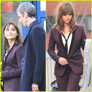 Jenna Coleman: Suit & Tie on 'Doctor Who' Set