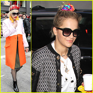 Rita Ora Wears Red Fringe Paper Crown in NYC