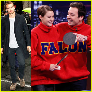 Shailene Woodley Plays Ping Pong on 'The Tonight Show,' Theo James Stops by 'Letterman'