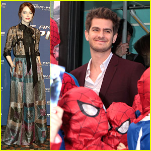 Andrew Garfield Gets Surrounded By Mini Spider-Mans at Rome Premiere with Emma Stone