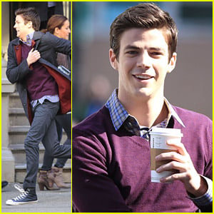 Grant Gustin Runs For His Life on 'The Flash' Set