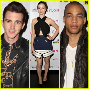 Crystal Reed & Drake Bell Celebrate Nylon's Music Issue with Kendrick Sampson