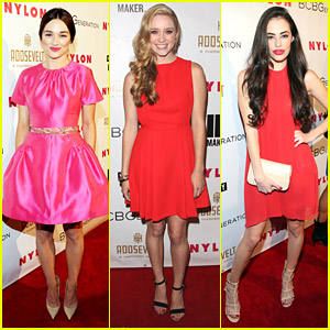 Crystal Reed & Greer Grammer Really Paint The Town Red For Nylon's Young Hollywood Party
