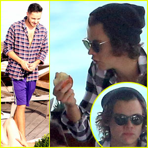 Harry Styles Snacks on an Apple in Rio!