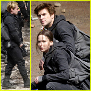 Jennifer Lawrence, Josh Hutcherson, & Liam Hemsworth Go to Battle for 'Mockingjay Part 2'