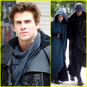Liam Hemsworth & Jennifer Lawrence Wear Robes on 'Mockingjay Part 2' Set