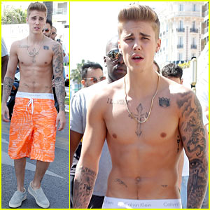 Justin Bieber Goes Shirtless Again While Hanging Out at Cannes Film Festival