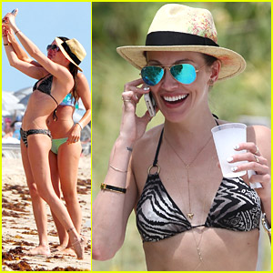 Katie Cassidy Takes Selfies On The Beach