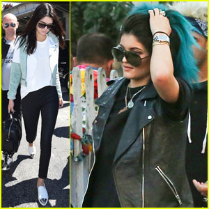 Kendall Jenner Arrives in Cannes, While Kylie Touches Up Her Blue Hair