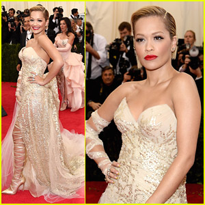 Rita Ora: Gold Lace Boots at MET Gala 2014