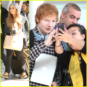Ed Sheeran & Ariana Grande Take Off From Toronto After MMVAs
