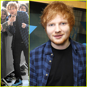 Ed Sheeran Takes Silly Selfies with Fans Outside UK's Kiss FM
