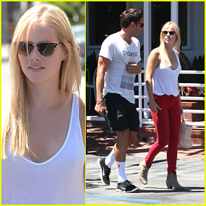 Claire Holt Flirts With Fire Red Pants For Mauro's Cafe Lunch