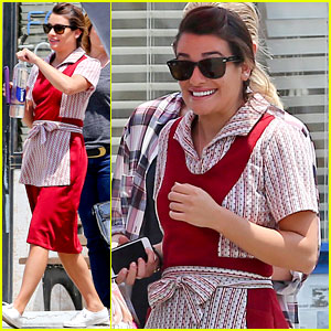 Lea Michele Can Still Look Great in a Frumpy Waitress Costume!