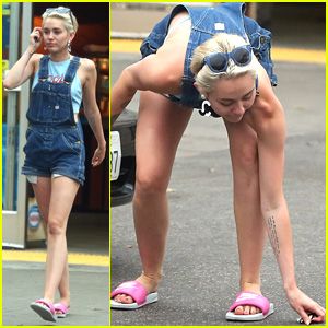 Miley Cyrus Drops Her Earring at a Gas Station