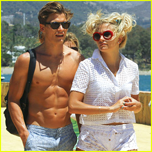 Model Oliver Cheshire Goes Shirtless During Spanish Holiday with Pixie Lott