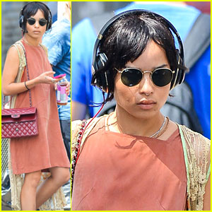 Zoe Kravitz Stays Cool in a Coral Dress in NYC!