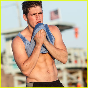 Gregg Sulkin is Hot, Hot, Hot While Working Out at the Beach!