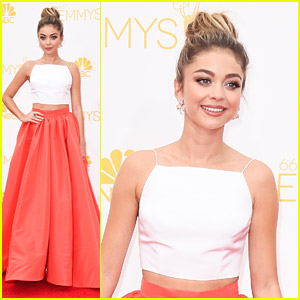 Sarah Hyland Wows in Full Coral Skirt at Emmy Awards 2014