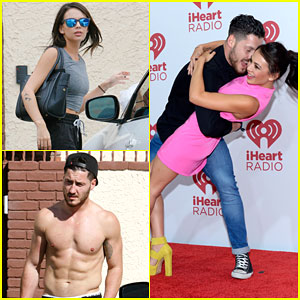 Janel Parrish & Shirtless Val Chmerkovskiy Work On Their Moves!