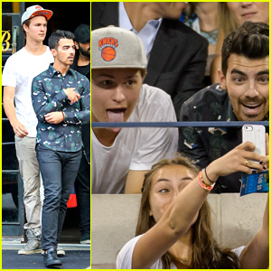 Joe Jonas & Ansel Elgort Take Super Silly Fan Selfies at the U.S. Open!