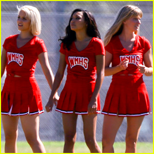 Glee's Naya Rivera, Heather Morris, & Dianna Agron Film Cheerleading Scene Together!