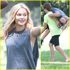Olivia Holt's Brother Cade Carries Her Away After Playing Football In The Park & It's The Cutest Thing