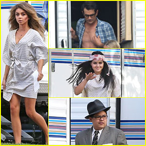 Sarah Hyland & Ty Burrell Are a Colorful Pair on 'Modern Family' Set!