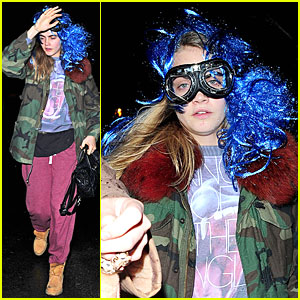 Cara Delevingne Sports Blue Wig For Thorpe Park's Fright Night