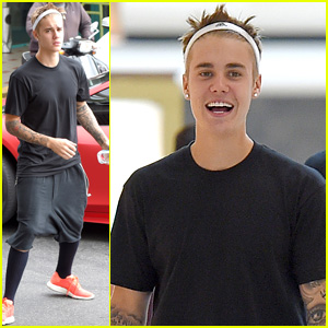 Justin Bieber Wears a Headband to the Mall