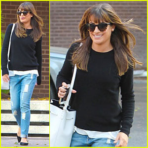 Lea Michele Looks Happy Before 'Sons of Anarchy' Debut
