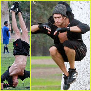 Jessie's Pierson Fode Shows Off Abs During Intense Workout at the Park