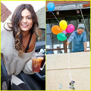 Bethany Mota & Derek Hough Sent Balloons Down From The DWTS Studio Rooftop