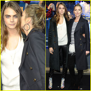 Cara Delevingne Looks Pumped for Christmas at Printemps