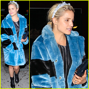 Dianna Agron Goes Bold in a Blue Fur Coat in Los Angeles