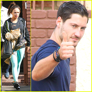 Janel Parrish Catches Val Chmerkovskiy Becoming A Rockstar During DWTS Practice