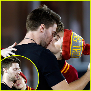 Miley Cyrus Makes Out with Patrick Schwarzenegger at USC Football Game (Photos)