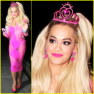 Rita Ora Looks Pretty in Pink as Barbie for Halloween