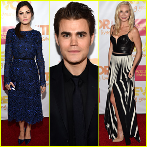 Paul Wesley & Phoebe Tonkin Meet Up with Candice Accola at TrevorLIVE LA!