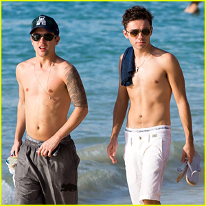 Union J Go Shirtless While Hanging Out on the Beach with Nathan Sykes