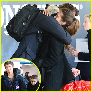 Ansel Elgort & Violetta Komyshan Share Cute Goodbye Hug at JFK