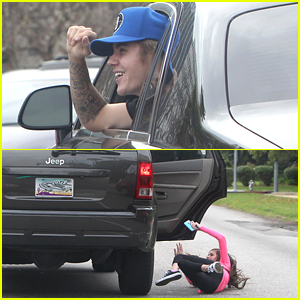 Justin Bieber Chased By Fan Who Falls Out of Car