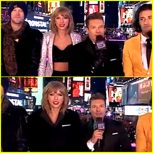 Taylor Swift Freezes on New Year's Eve & Warms Up with Ryan Seacrest's Help!