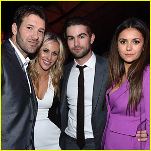 Nina Dobrev Hangs Out with Chace Crawford at DirecTV Super Bowl 2015 Party
