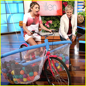 Ellen Makes Sarah Hyland Ride A Bike - See The Pics!