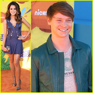 Calum Worthy Remembers To Wear His Earth Hour Shirt To KCAs 2015 with Laura Marano
