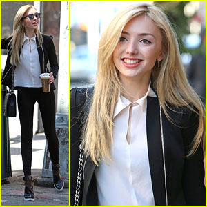 Peyton List Grabs Coffee & Cookies To Go in NYC