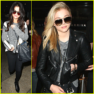 Selena Gomez & Chloe Moretz Rock Stylish Sunglasses For LAX Landing Following Paris Trip